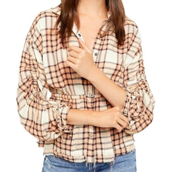 Free People Pacific Dawn Plaid Shirt. - Picture 5 of 12